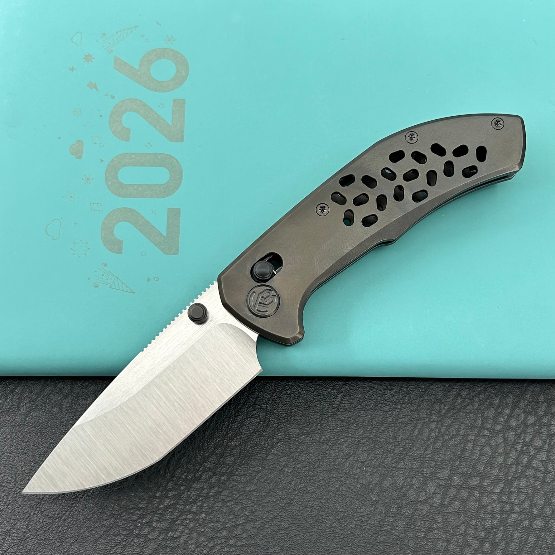 KB KNIVES KB326C Trillium Folding Knife DLC Titanium Handle 3.11'' Belt Satin M390 Blade