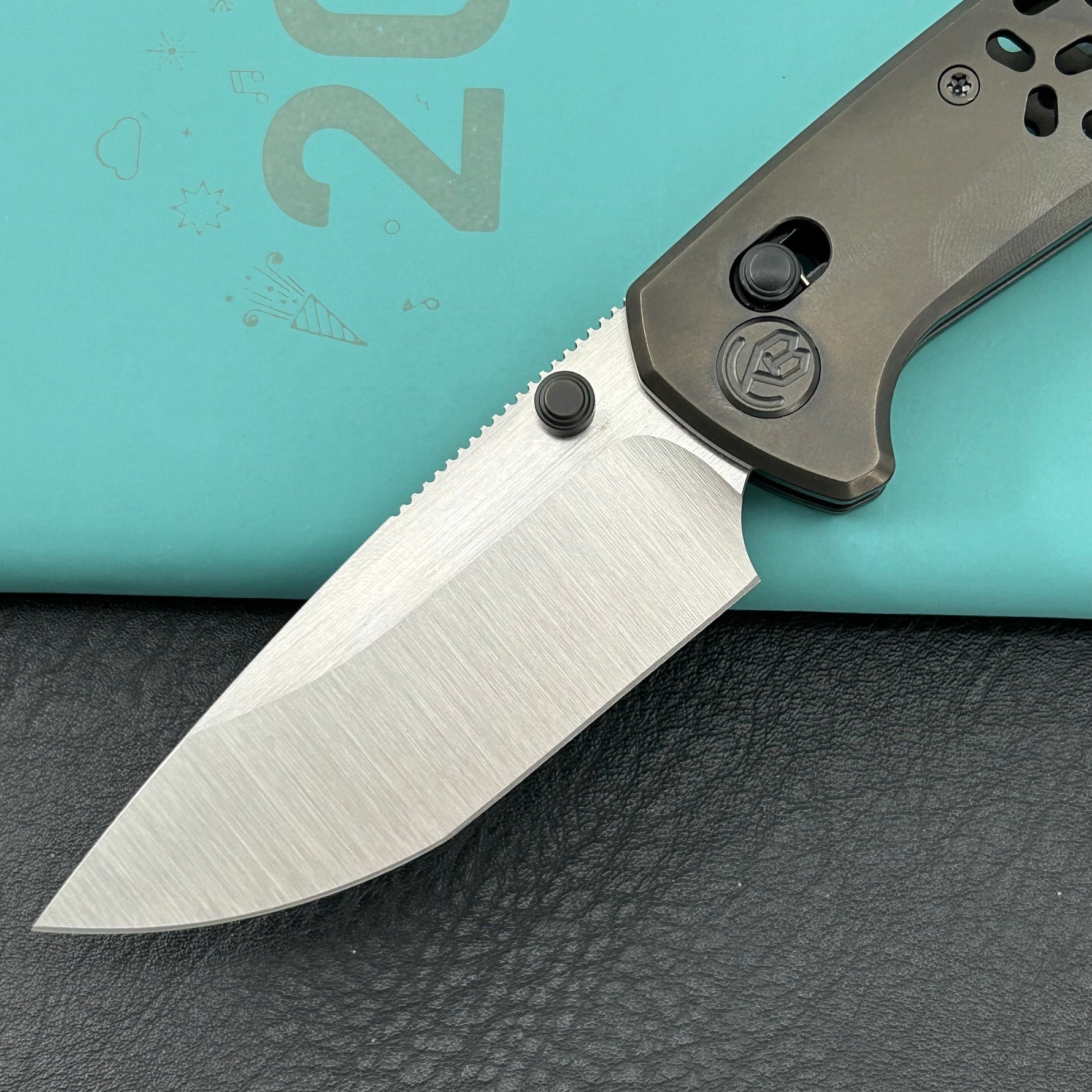 KB KNIVES KB326C Trillium Folding Knife DLC Titanium Handle 3.11'' Belt Satin M390 Blade