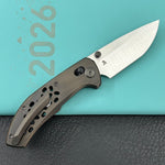 KB KNIVES KB326C Trillium Folding Knife DLC Titanium Handle 3.11'' Belt Satin M390 Blade