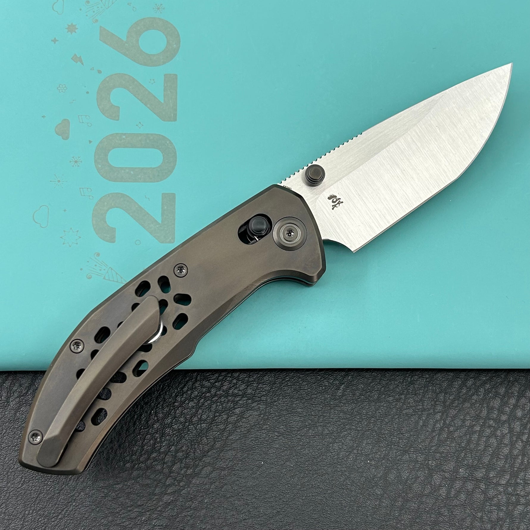 KB KNIVES KB326C Trillium Folding Knife DLC Titanium Handle 3.11'' Belt Satin M390 Blade