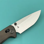 KB KNIVES KB326C Trillium Folding Knife DLC Titanium Handle 3.11'' Belt Satin M390 Blade