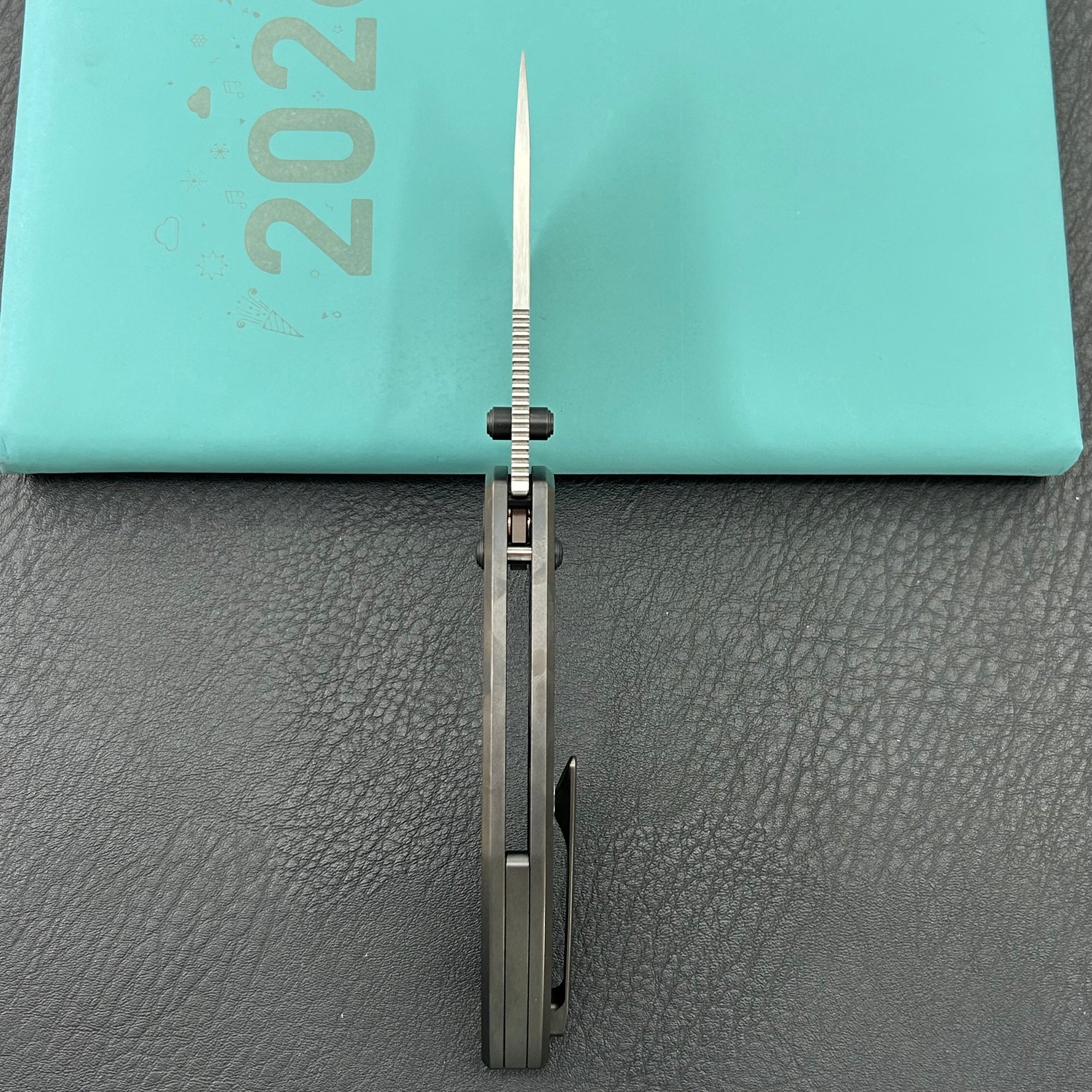 KB KNIVES KB326C Trillium Folding Knife DLC Titanium Handle 3.11'' Belt Satin M390 Blade