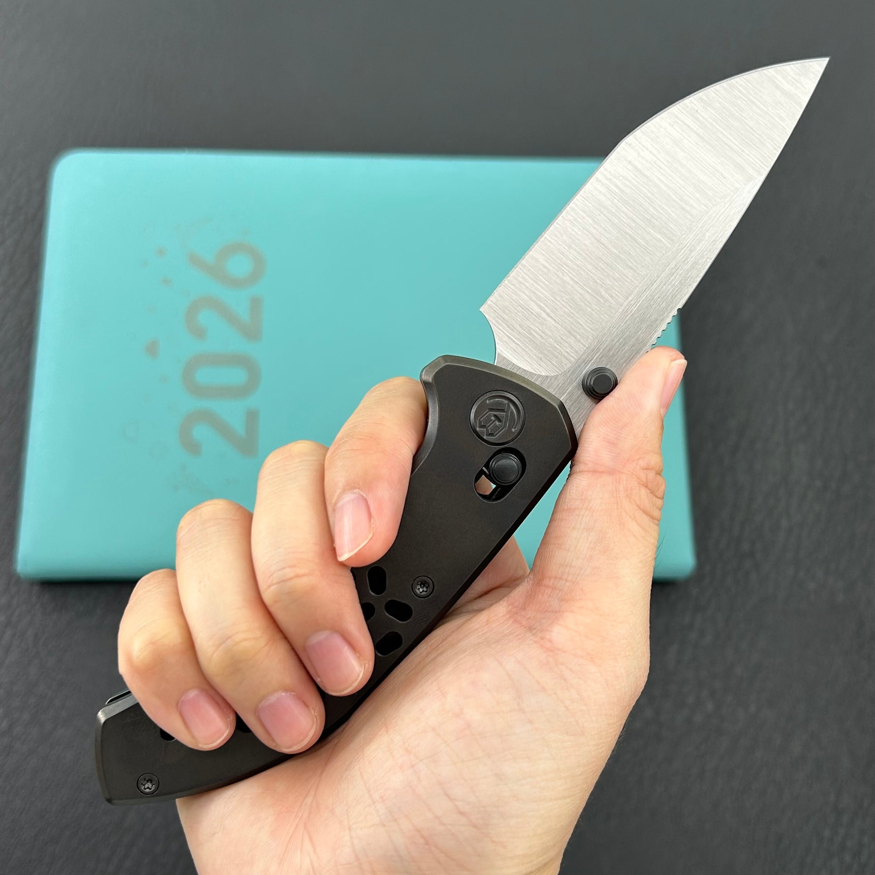 KB KNIVES KB326C Trillium Folding Knife DLC Titanium Handle 3.11'' Belt Satin M390 Blade