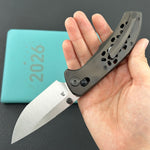 KB KNIVES KB326C Trillium Folding Knife DLC Titanium Handle 3.11'' Belt Satin M390 Blade
