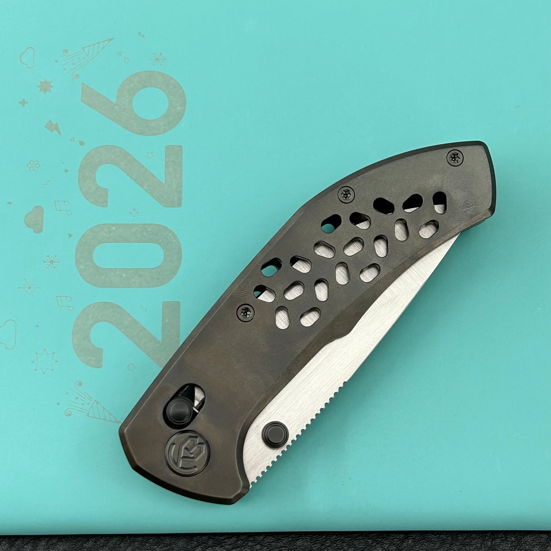 KB KNIVES KB326C Trillium Folding Knife DLC Titanium Handle 3.11'' Belt Satin M390 Blade