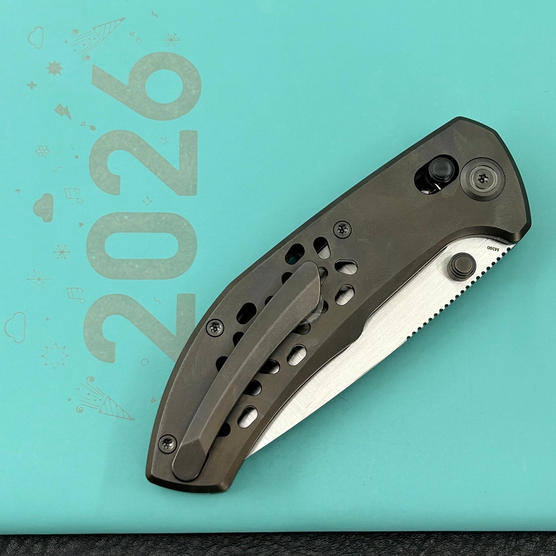KB KNIVES KB326C Trillium Folding Knife DLC Titanium Handle 3.11'' Belt Satin M390 Blade