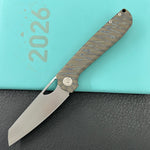 KB KNIVES KB339B Elang Frame Lock Folding Knife Flamed Titanium Handle 3.86" Silver Bead Blast S35VN Blade