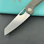 KB KNIVES KB339B Elang Frame Lock Folding Knife Flamed Titanium Handle 3.86" Silver Bead Blast S35VN Blade