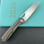 KB KNIVES KB339B Elang Frame Lock Folding Knife Flamed Titanium Handle 3.86" Silver Bead Blast S35VN Blade