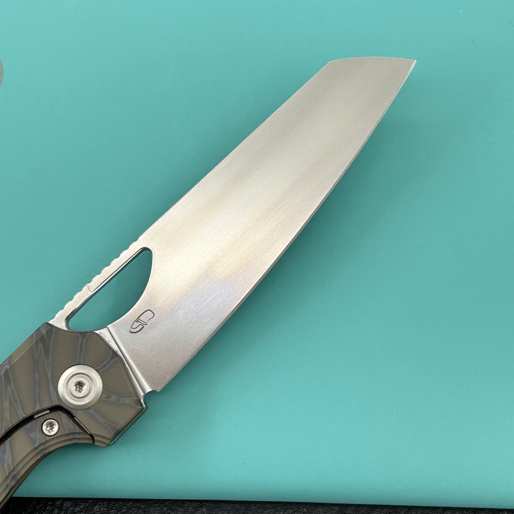 KB KNIVES KB339B Elang Frame Lock Folding Knife Flamed Titanium Handle 3.86" Silver Bead Blast S35VN Blade