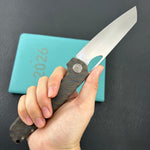 KB KNIVES KB339B Elang Frame Lock Folding Knife Flamed Titanium Handle 3.86" Silver Bead Blast S35VN Blade