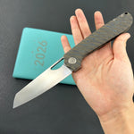 KB KNIVES KB339B Elang Frame Lock Folding Knife Flamed Titanium Handle 3.86" Silver Bead Blast S35VN Blade