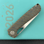 KB KNIVES KB339B Elang Frame Lock Folding Knife Flamed Titanium Handle 3.86" Silver Bead Blast S35VN Blade