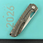 KB KNIVES KB339B Elang Frame Lock Folding Knife Flamed Titanium Handle 3.86" Silver Bead Blast S35VN Blade