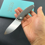 Kubey KB480B Cargo M390 Folding Knife Flame Anodized Titanium Handle