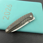 Kubey KB480B Cargo M390 Folding Knife Flame Anodized Titanium Handle