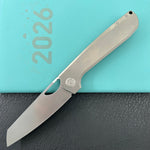 KB KNIVES KB339A Elang Frame Lock Folding Knife Silver Sandblast Titanium Handle 3.86" Silver Bead Blast S35VN Blade
