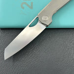 KB KNIVES KB339A Elang Frame Lock Folding Knife Silver Sandblast Titanium Handle 3.86" Silver Bead Blast S35VN Blade