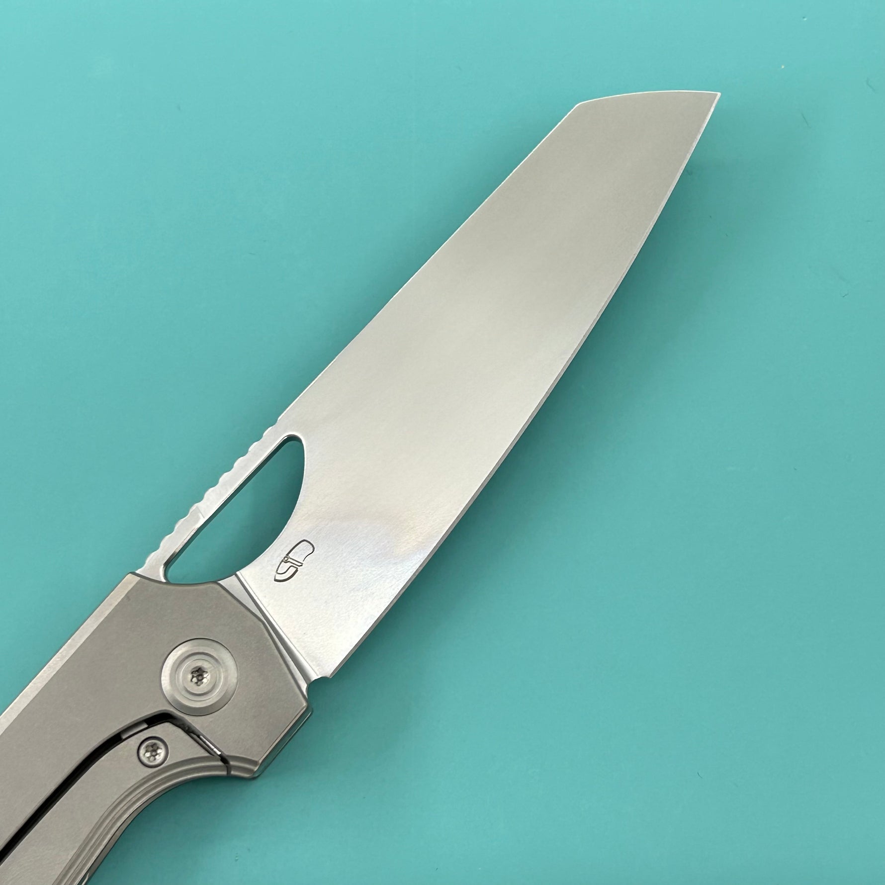 KB KNIVES KB339A Elang Frame Lock Folding Knife Silver Sandblast Titanium Handle 3.86" Silver Bead Blast S35VN Blade