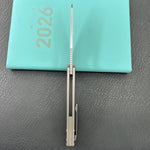 KB KNIVES KB339A Elang Frame Lock Folding Knife Silver Sandblast Titanium Handle 3.86" Silver Bead Blast S35VN Blade