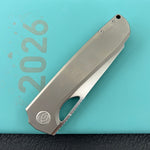 KB KNIVES KB339A Elang Frame Lock Folding Knife Silver Sandblast Titanium Handle 3.86" Silver Bead Blast S35VN Blade