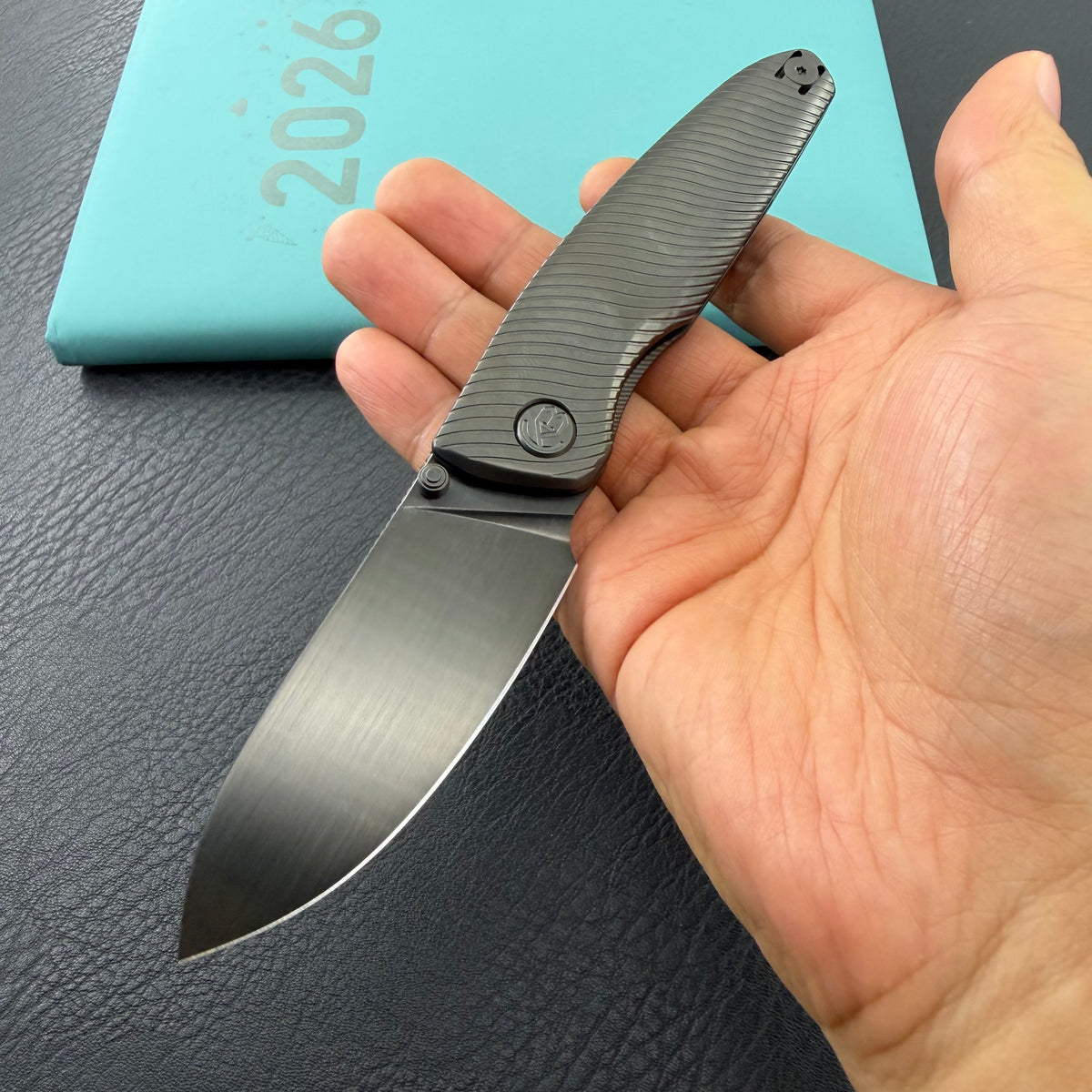 Kubey KB480C Cargo M390 Folding Knife Black PVD Titanium Handle