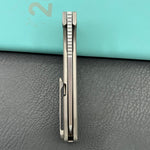 KB KNIVES KB339A Elang Frame Lock Folding Knife Silver Sandblast Titanium Handle 3.86" Silver Bead Blast S35VN Blade