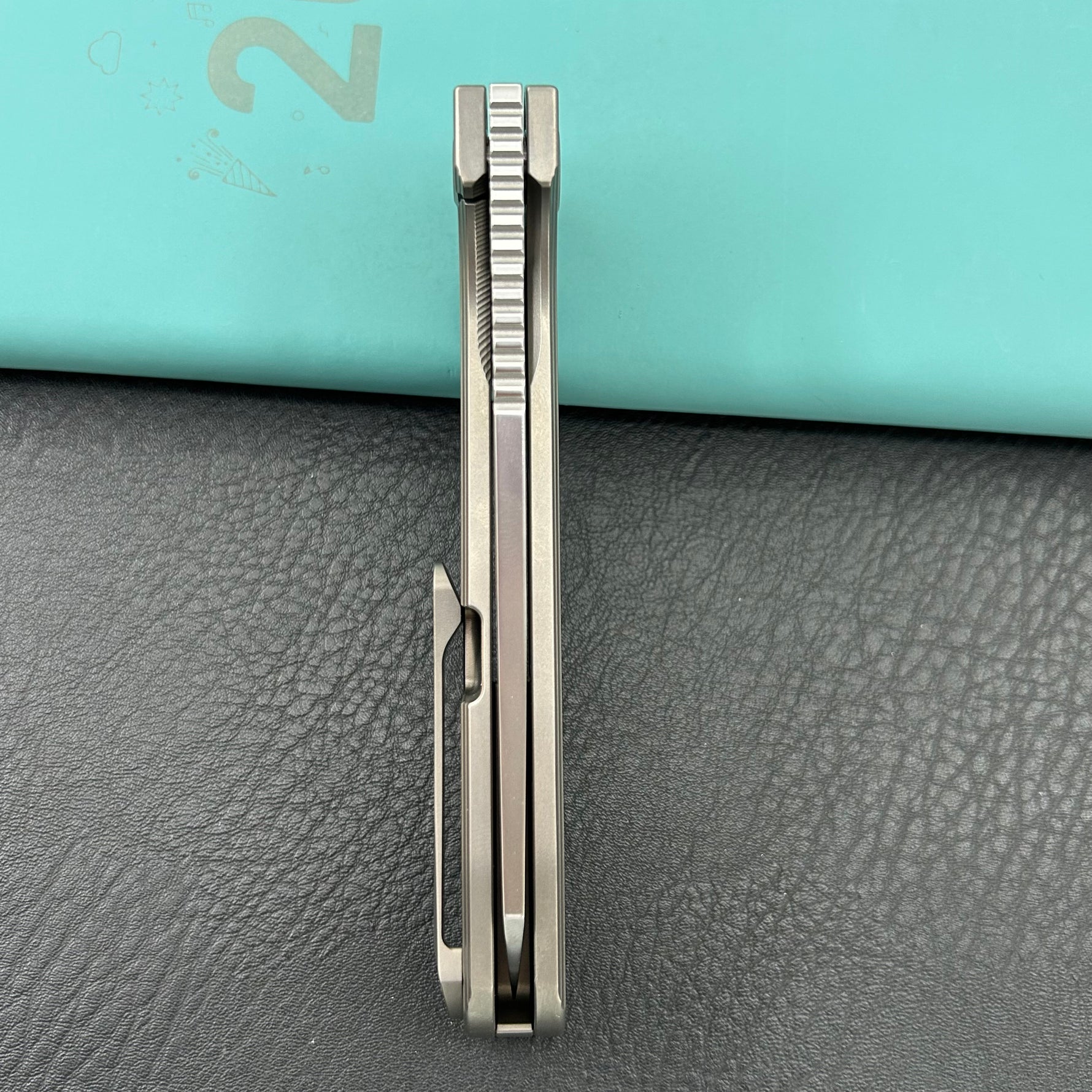 KB KNIVES KB339A Elang Frame Lock Folding Knife Silver Sandblast Titanium Handle 3.86" Silver Bead Blast S35VN Blade