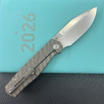 B KNIVES KB471B Albatross Tactical Folding Knife Flamed Titanium with Micro Milling 3.74" Silver Beadblast M390