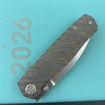 B KNIVES KB471B Albatross Tactical Folding Knife Flamed Titanium with Micro Milling 3.74" Silver Beadblast M390