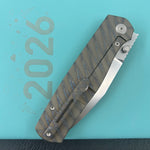 B KNIVES KB471B Albatross Tactical Folding Knife Flamed Titanium with Micro Milling 3.74" Silver Beadblast M390