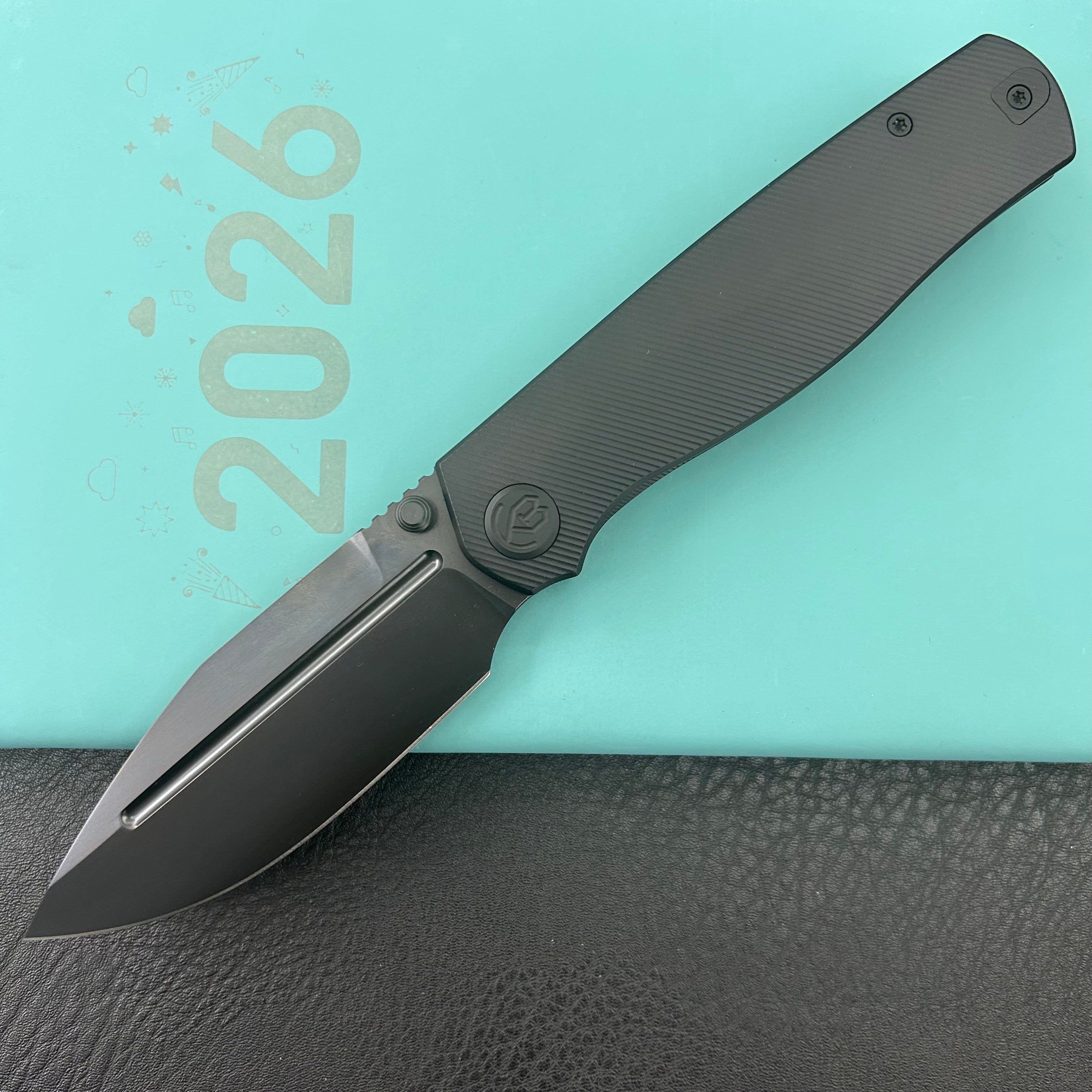 KB KNIVES KB471D Albatross Tactical Folding Knife Black PVD Titanium with Micro Milling 3.74" DLC M390