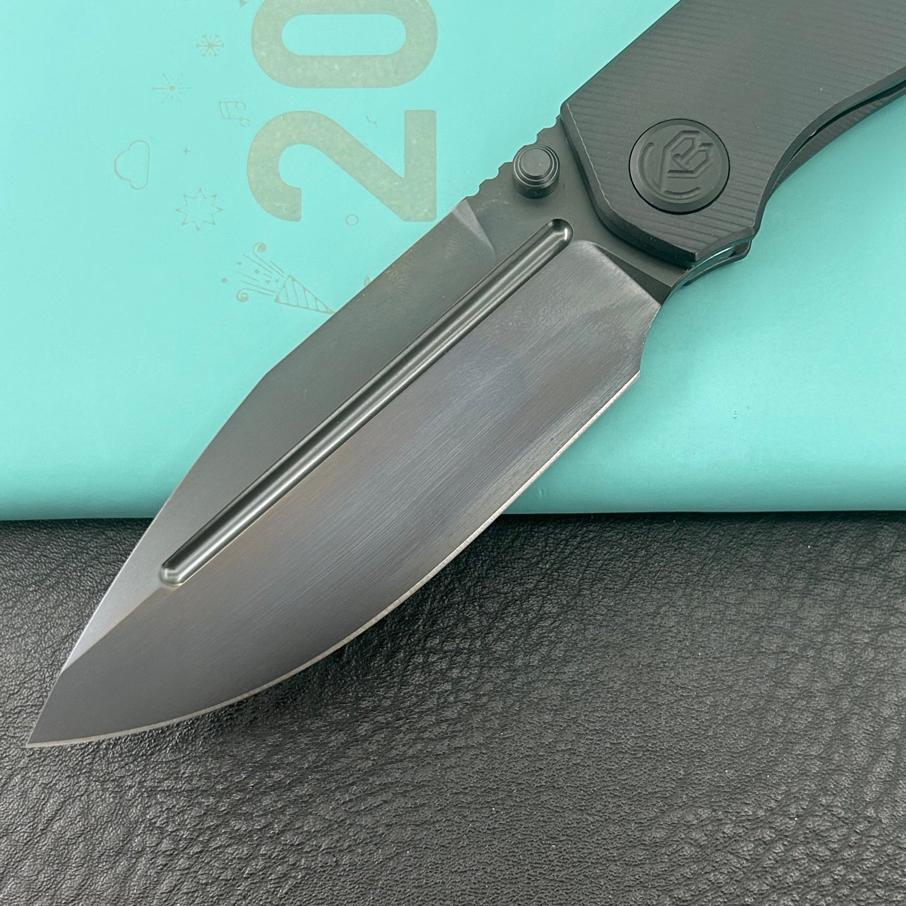 KB KNIVES KB471D Albatross Tactical Folding Knife Black PVD Titanium with Micro Milling 3.74" DLC M390