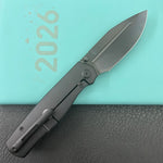 KB KNIVES KB471D Albatross Tactical Folding Knife Black PVD Titanium with Micro Milling 3.74" DLC M390