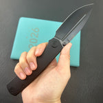 KB KNIVES KB471D Albatross Tactical Folding Knife Black PVD Titanium with Micro Milling 3.74" DLC M390