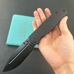 KB KNIVES KB471D Albatross Tactical Folding Knife Black PVD Titanium with Micro Milling 3.74" DLC M390