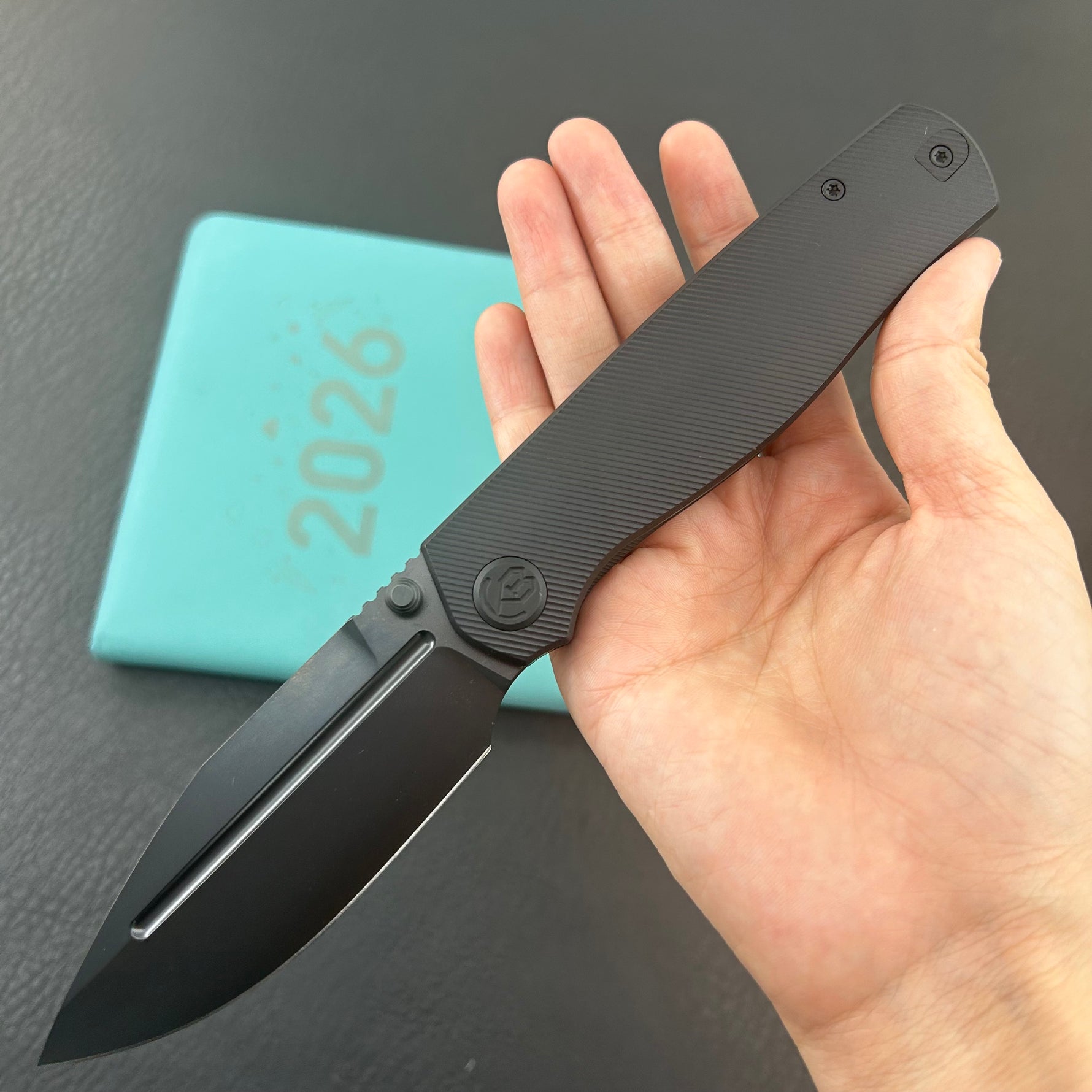 KB KNIVES KB471D Albatross Tactical Folding Knife Black PVD Titanium with Micro Milling 3.74" DLC M390