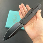 KB KNIVES KB471D Albatross Tactical Folding Knife Black PVD Titanium with Micro Milling 3.74" DLC M390