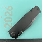KB KNIVES KB471D Albatross Tactical Folding Knife Black PVD Titanium with Micro Milling 3.74" DLC M390