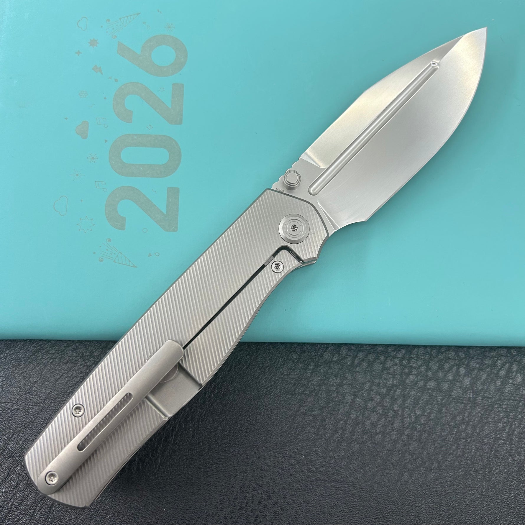 KB KNIVES KB471A Albatross Tactical Folding Knife Gray Titanium with Micro Milling 3.74" Silver Beadblast M390