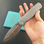 KB KNIVES KB471A Albatross Tactical Folding Knife Gray Titanium with Micro Milling 3.74" Silver Beadblast M390
