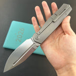 KB KNIVES KB471A Albatross Tactical Folding Knife Gray Titanium with Micro Milling 3.74" Silver Beadblast M390