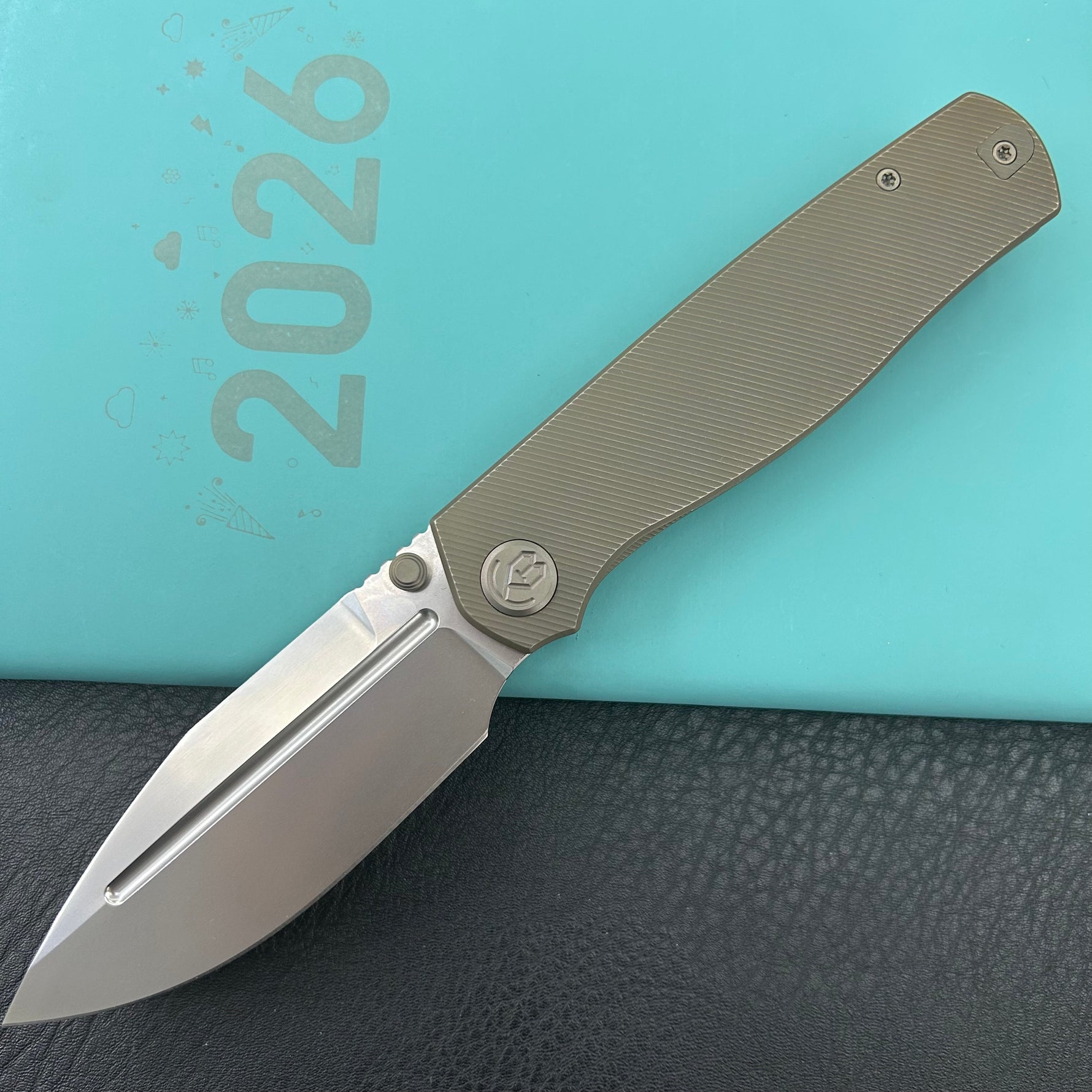KB KNIVES KB471C Albatross Tactical Folding Knife Bronze Titanium with Micro Milling 3.74" Silver Beadblast M390