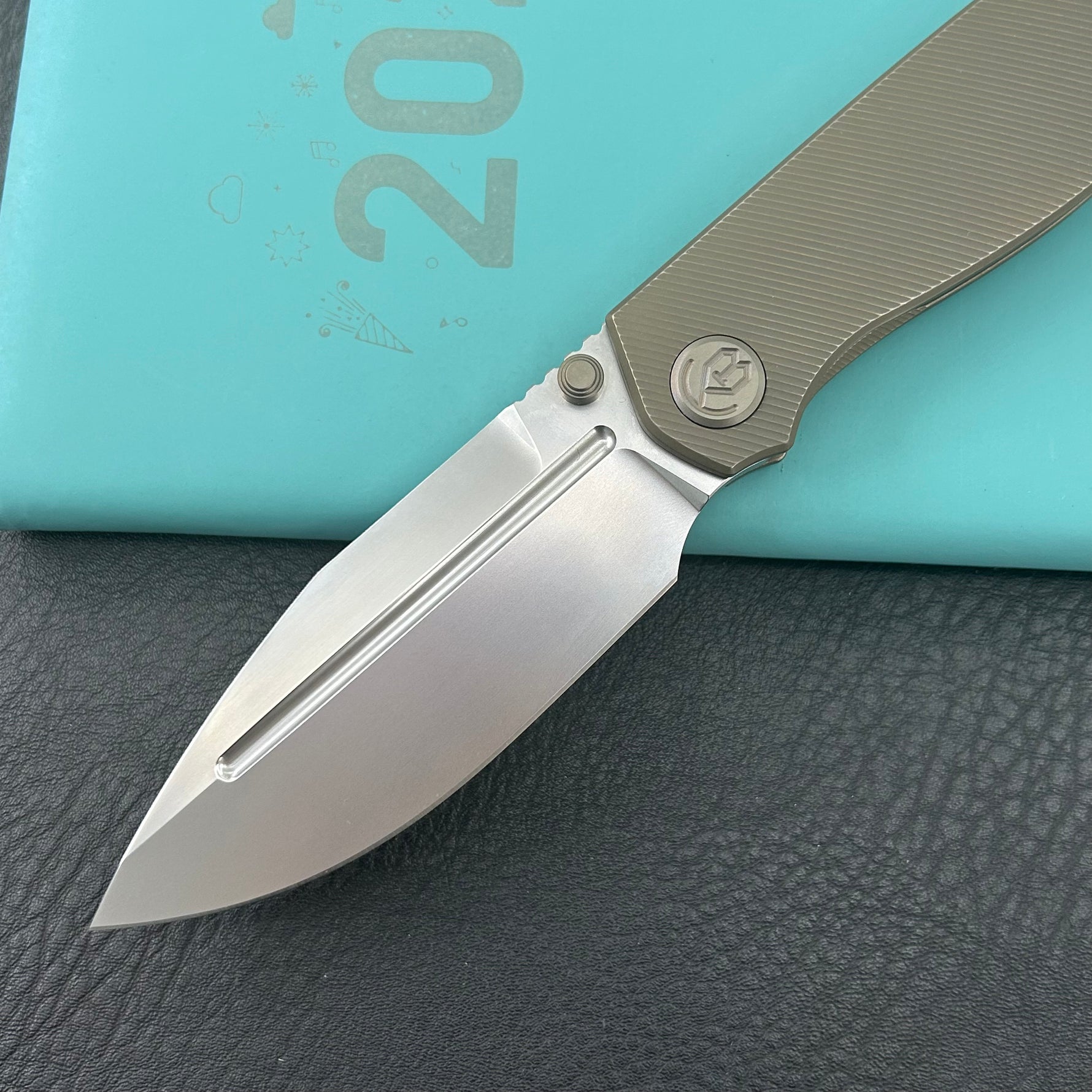 KB KNIVES KB471C Albatross Tactical Folding Knife Bronze Titanium with Micro Milling 3.74" Silver Beadblast M390