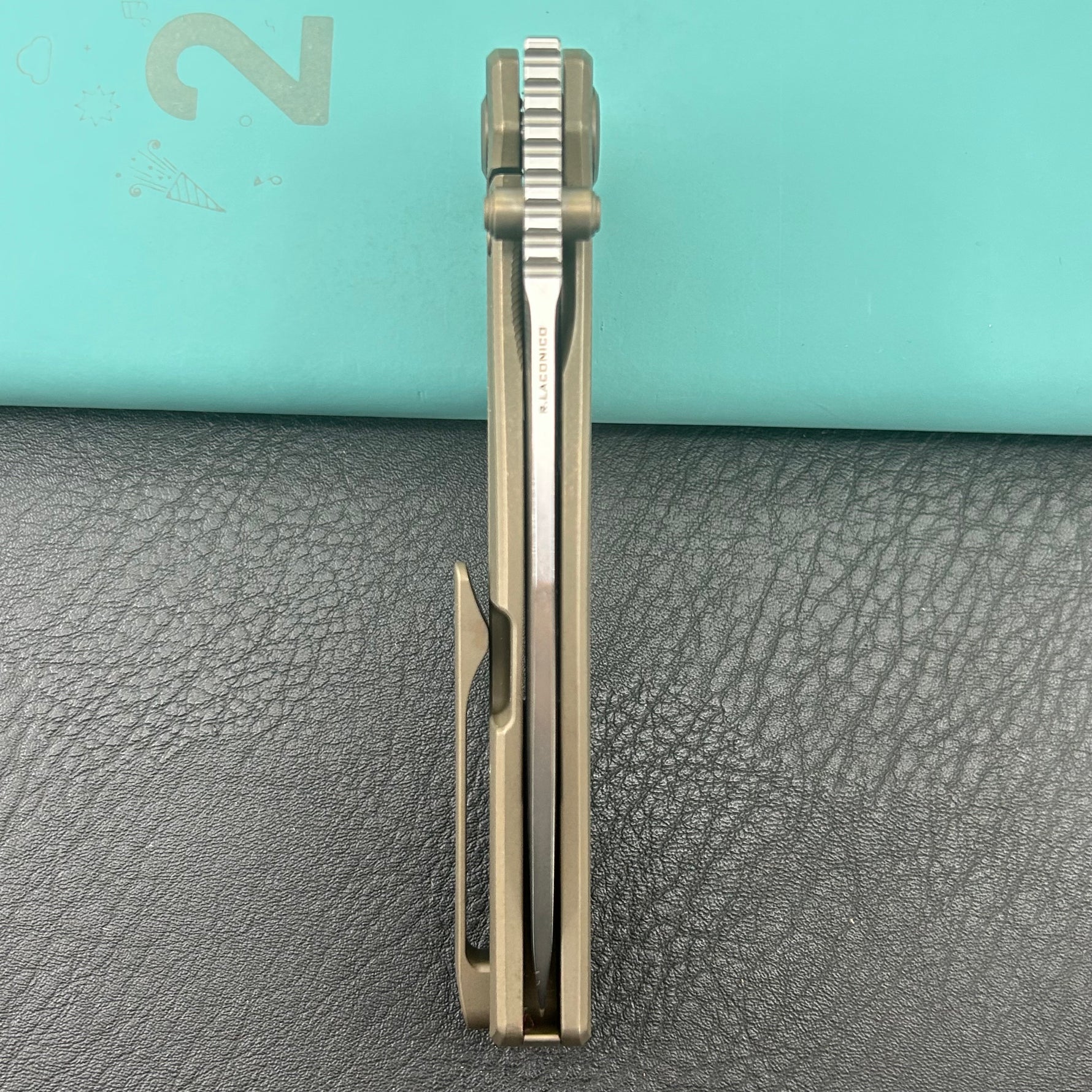 KB KNIVES KB471C Albatross Tactical Folding Knife Bronze Titanium with Micro Milling 3.74" Silver Beadblast M390