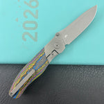 KB KNIVES KB266B Velvet Snake Folding Knife Darkwash Titanium with 80's Camo Carbon inlay Handle 3.35'' Darkwash M390 Blade