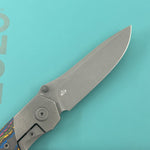 KB KNIVES KB266B Velvet Snake Folding Knife Darkwash Titanium with 80's Camo Carbon inlay Handle 3.35'' Darkwash M390 Blade