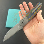 KB KNIVES KB266B Velvet Snake Folding Knife Darkwash Titanium with 80's Camo Carbon inlay Handle 3.35'' Darkwash M390 Blade