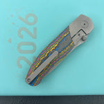 KB KNIVES KB266B Velvet Snake Folding Knife Darkwash Titanium with 80's Camo Carbon inlay Handle 3.35'' Darkwash M390 Blade