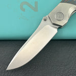 KB KNIVES KB266A Velvet Snake Folding Knife Stonewash Titanium with Watermelon Sugar Camo Carbon inlay Handle 3.35'' Stonewash M390 Blade